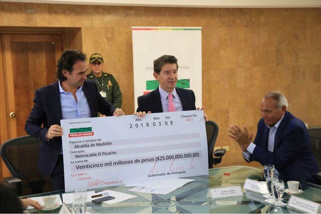 Gobernación de Antioquia entregó 25 mil millones de pesos para el Metrocable Picacho Gobernación de Antioquia entregó 25 mil millones de pesos para el Metrocable Picacho