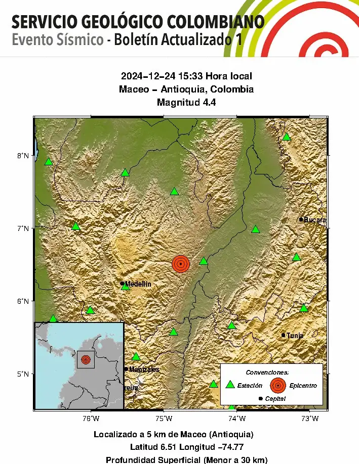 ¿Sintió el temblor? Se movió la tierra en Antioquia este 24 de diciembre