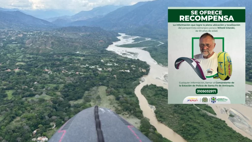 Ofrecen recompensa por información sobre el paradero del parapentista polaco desaparecido en Santa Fe de Antioquia