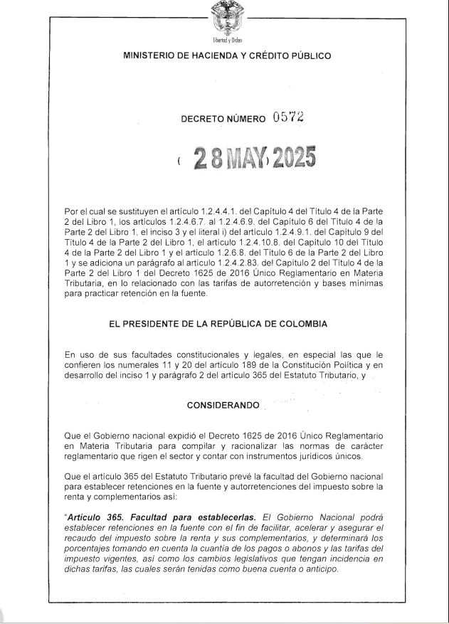 Gobierno expide decreto que sube tarifas de retención en la fuente para varios sectores, ¿cuál es el impacto económico? Gobierno expide decreto que sube tarifas de retención en la fuente para varios sectores, ¿cuál es el impacto económico?