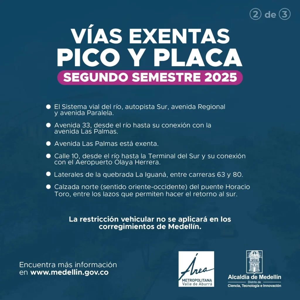 Pico y Placa en Medellín cambia desde el 4 de agosto: consulte la nueva rotación y vías exentas Pico y Placa en Medellín cambia desde el 4 de agosto: consulte la nueva rotación y vías exentas