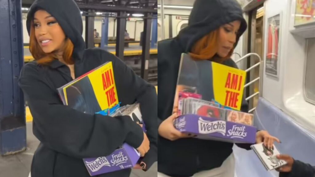 Cardi B promociona álbum en el metro de Nueva York