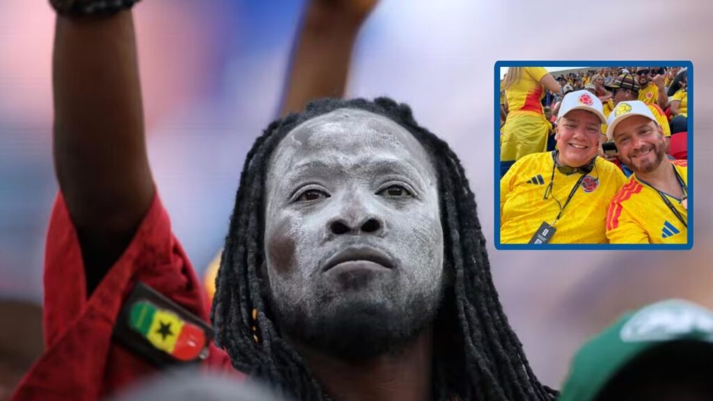 Hinchas colombianos armaron fiesta con el supuesto “brujo” de Ghana tras el triunfo de la Tricolor en Kansas