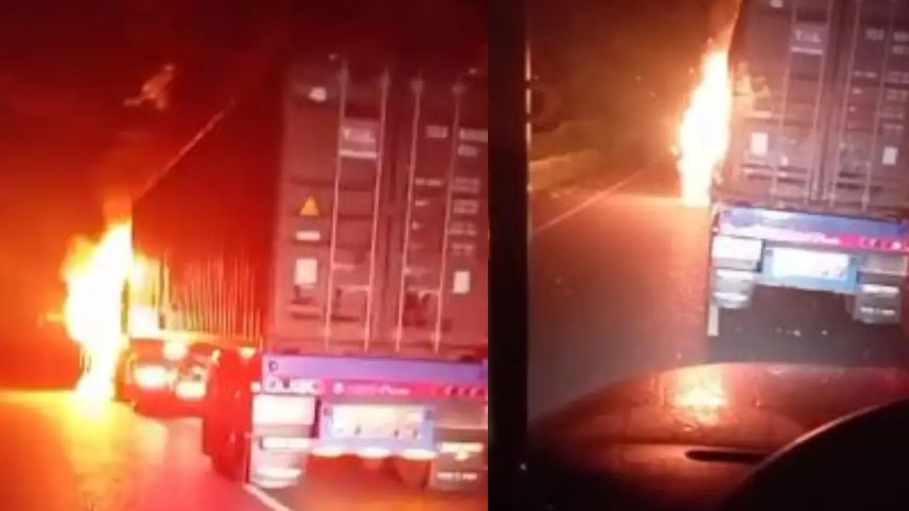 ¡Le prendieron fuego! Incineraron tractomula en la vía Buenaventura - Buga