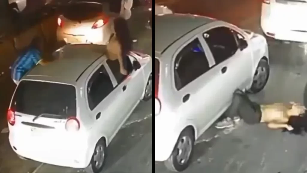 Mujer salió a celebrar en un carro el triunfo de Colombia, se empelotó y se cayó: casi termina en tragedia Mujer salió a celebrar en un carro el triunfo de Colombia, se empelotó y se cayó: casi termina en tragedia