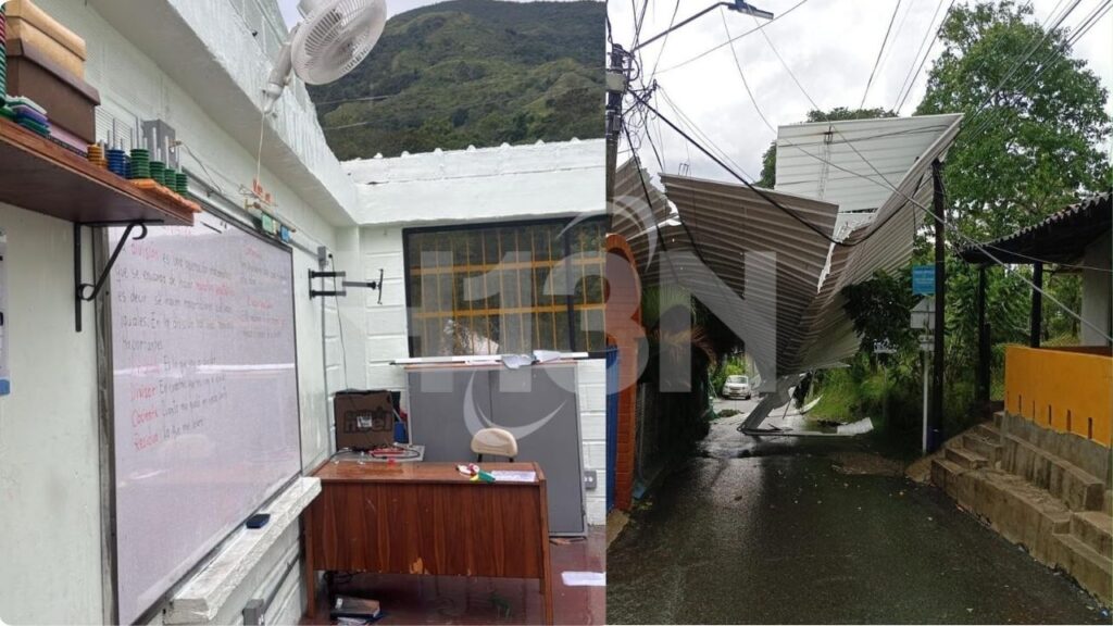 Niños entraron en pánico tras colapso del techo de su colegio Niños entraron en pánico tras colapso del techo de su colegio