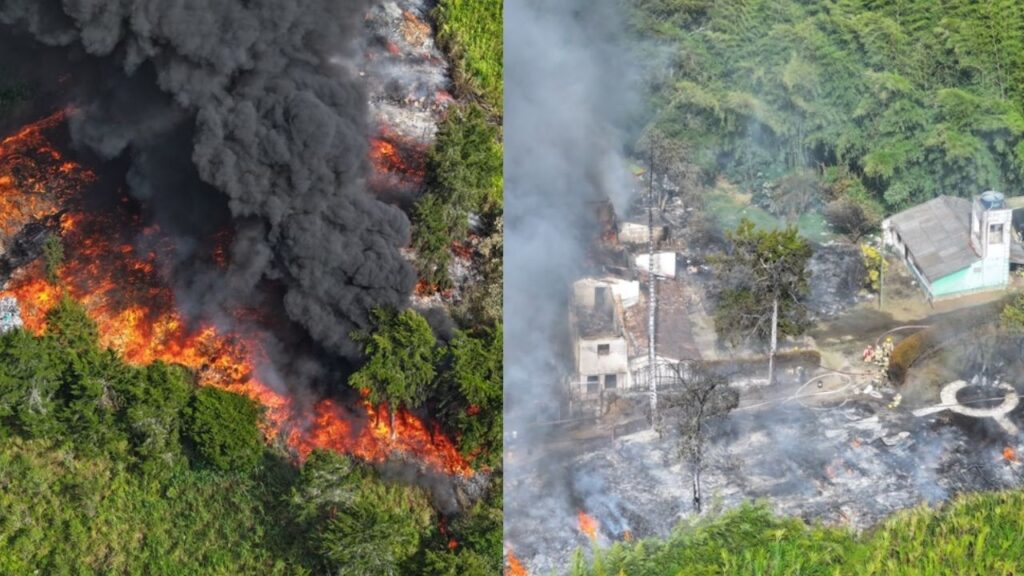 Incendio en Fundación Botellas de Amor en Rionegro: 63 rescatistas atienden emergencia con material plástico comprometido Incendio en Fundación Botellas de Amor en Rionegro: 63 rescatistas atienden emergencia con material plástico comprometido