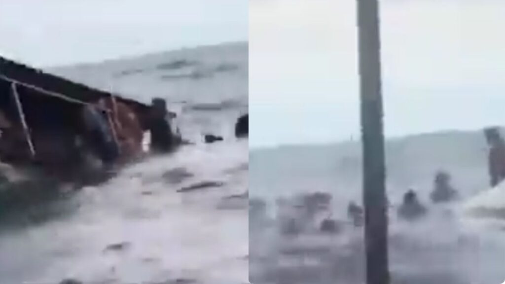 Lancha con turistas se volteó en Santa Marta en medio de un fuerte oleaje Lancha con turistas se volteó en Santa Marta en medio de un fuerte oleaje
