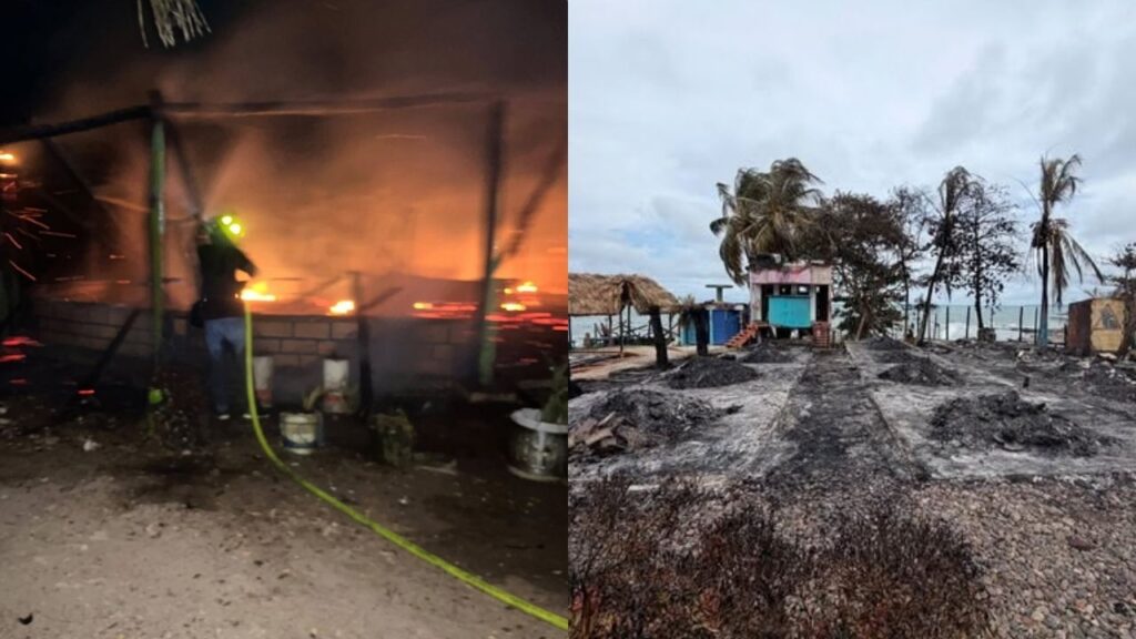 Incendio estructural destruyó establecimiento comercial en el sector de Punta Palmeras en Necoclí