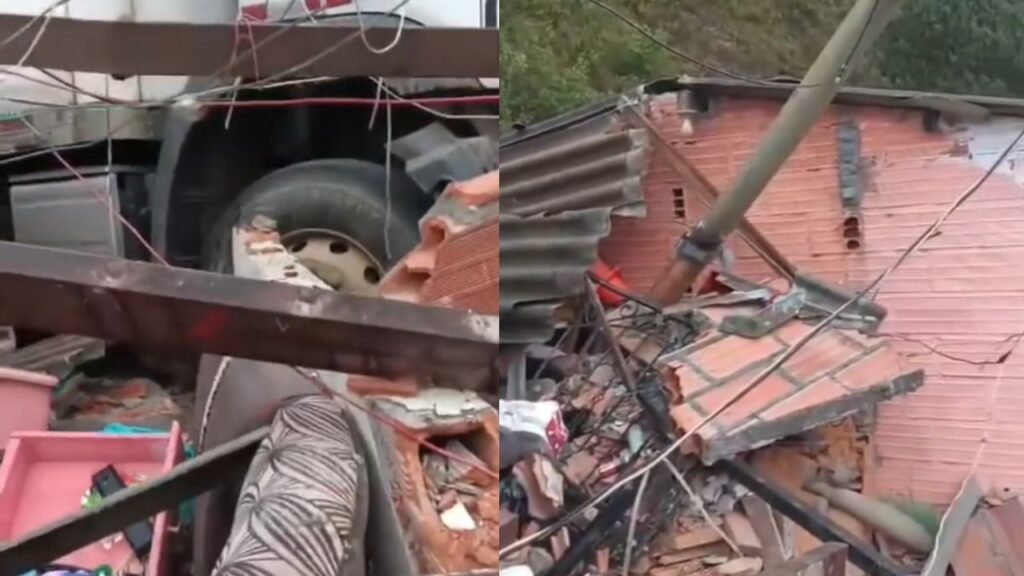 camión habría colisionado contra dos viviendas en Giraldo